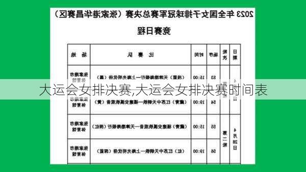 大运会女排决赛,大运会女排决赛时间表