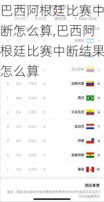 巴西阿根廷比赛中断怎么算,巴西阿根廷比赛中断结果怎么算