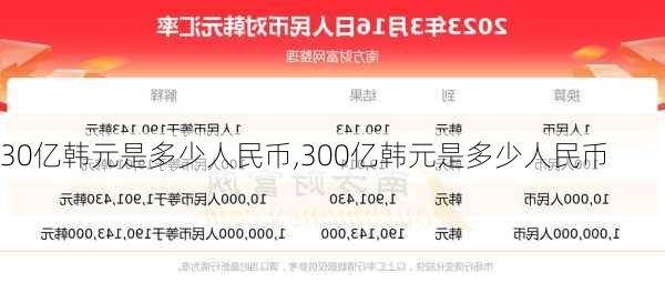 30亿韩元是多少人民币,300亿韩元是多少人民币