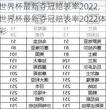 世界杯最新夺冠赔表率2022,世界杯最新夺冠赔表率2022体彩