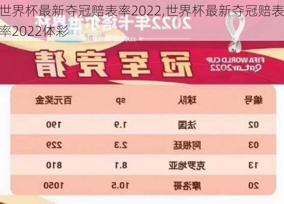 世界杯最新夺冠赔表率2022,世界杯最新夺冠赔表率2022体彩